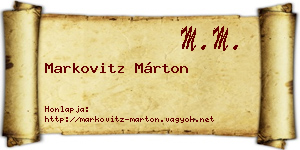 Markovitz Márton névjegykártya