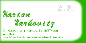 marton markovitz business card